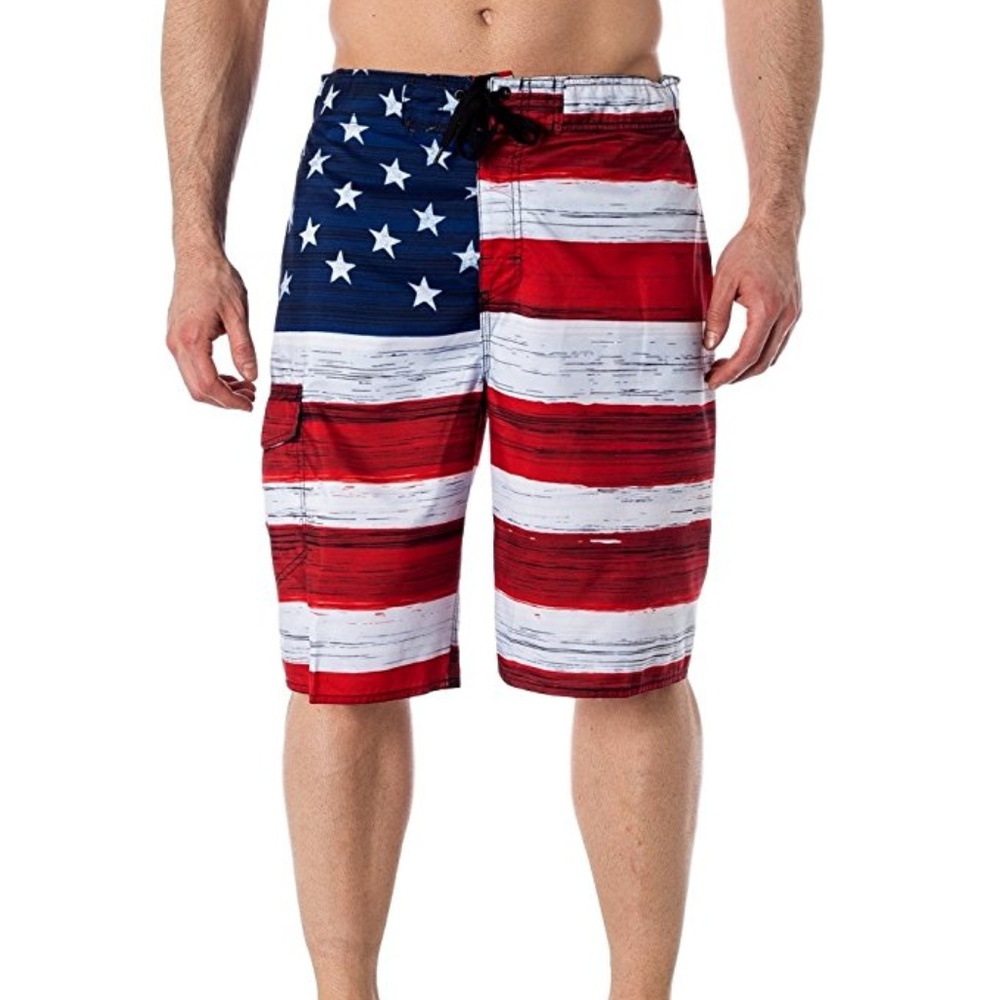New Men's American Flag Board Shorts USA - Picture 2 of 3